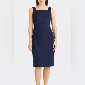 Le Suit Boat Neck Back Zipper Sleeveless Dress bright navy sleeveless sheath